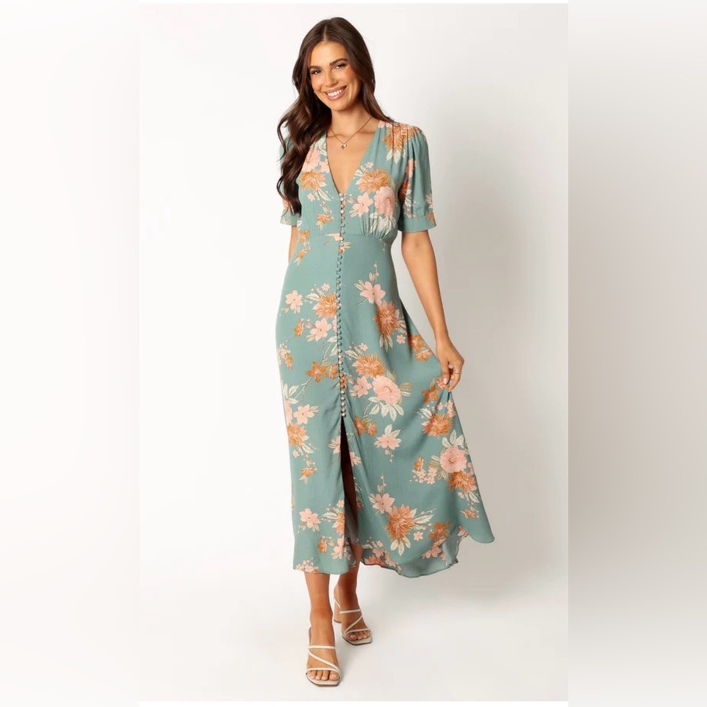 Petal + Pup Frampton Midi Dress Blue Floral Medium NWT